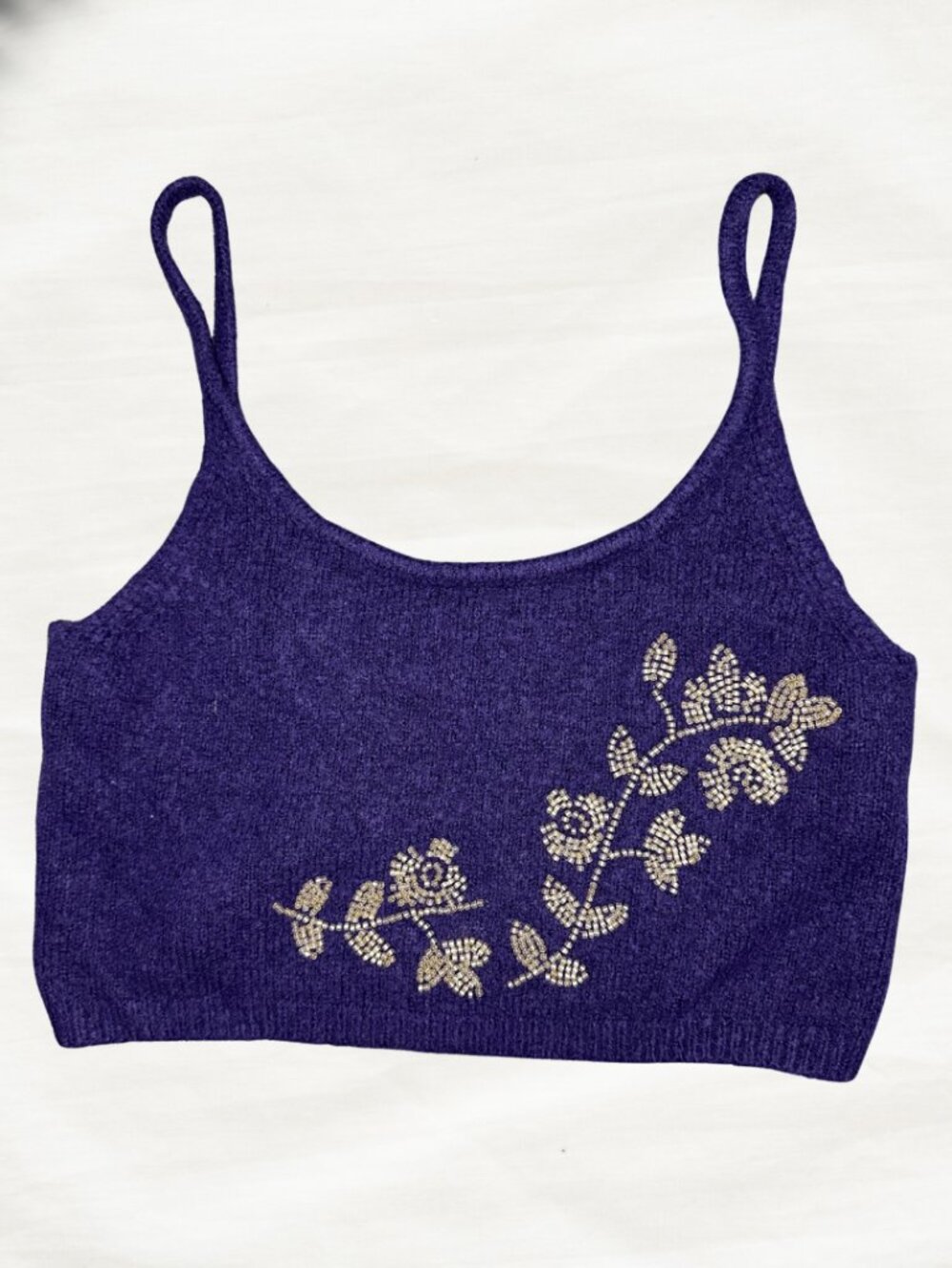 Zara Beaded Floral Embellished Knit Crop Top Women’s Size [S]